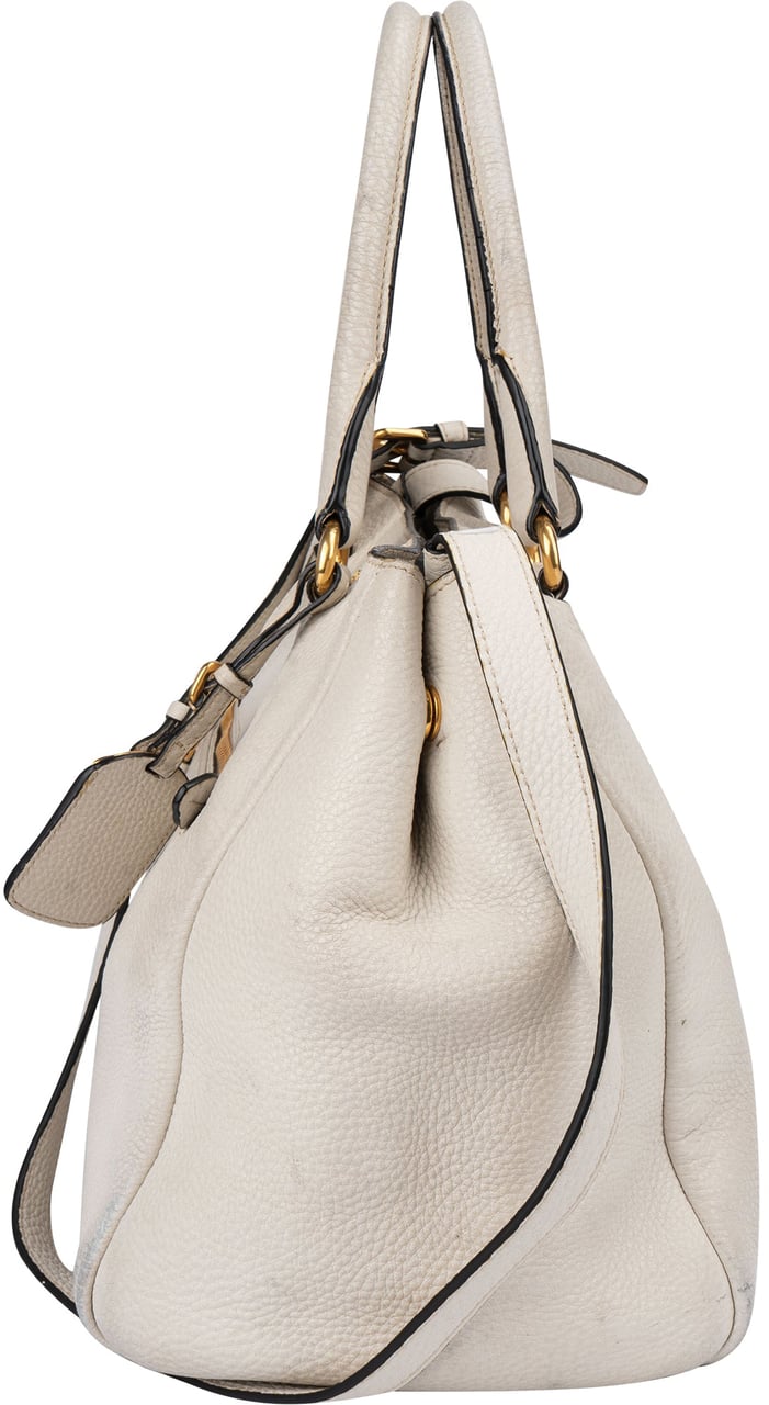 Prada Prada White Calfskin Vitello Handbag Wit