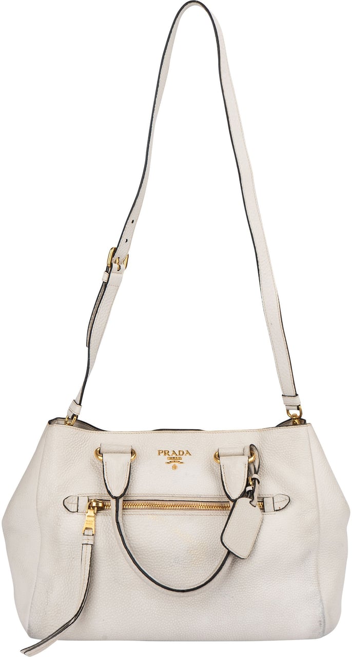 Prada White Calfskin Vitello Handbag Wit