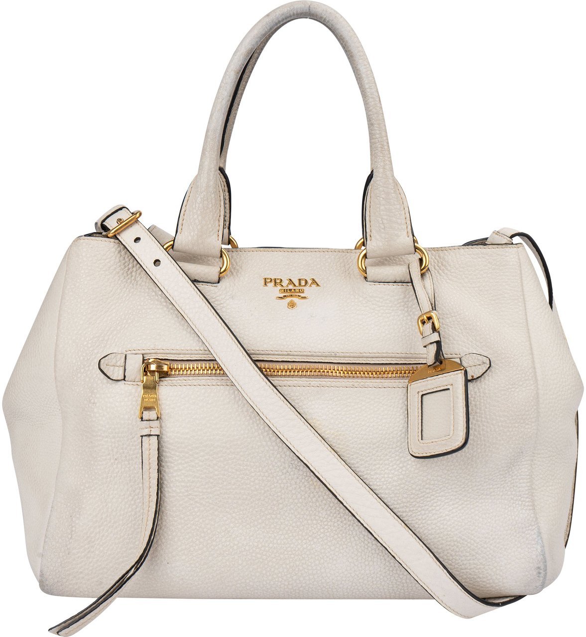 Prada Prada White Calfskin Vitello Handbag Wit