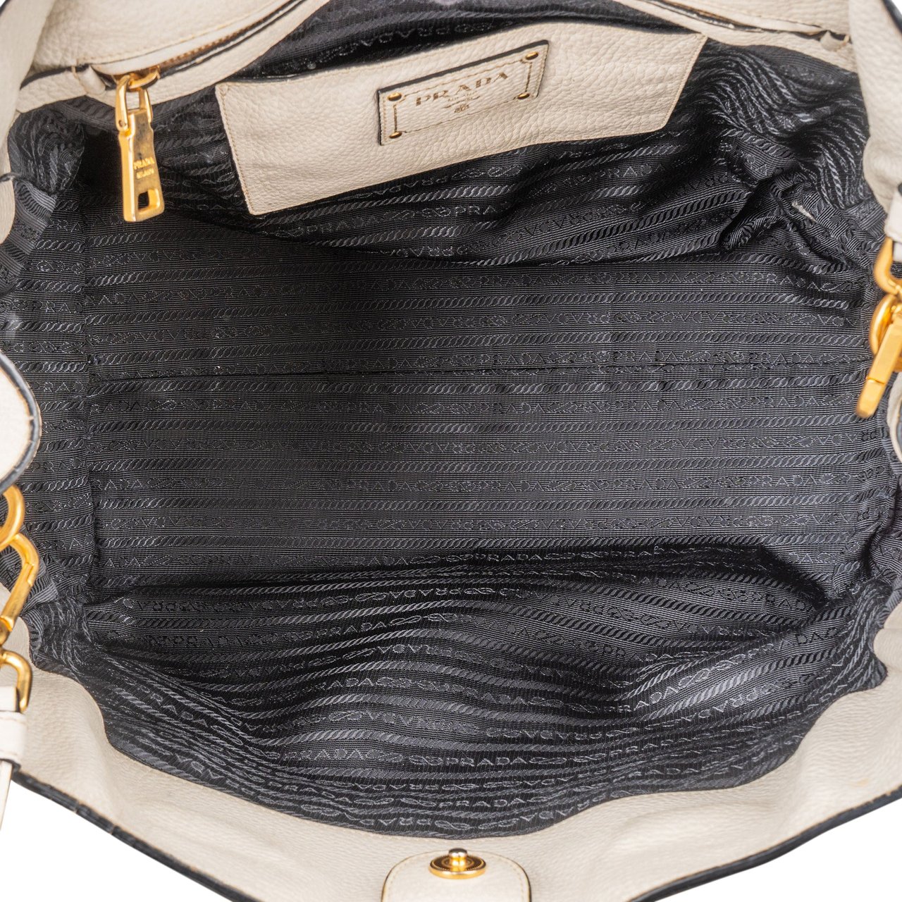Prada White Calfskin Vitello Handbag Wit