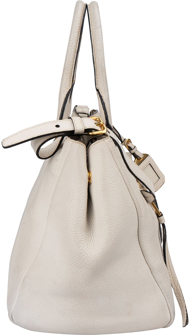 Prada White Calfskin Vitello Handbag Wit