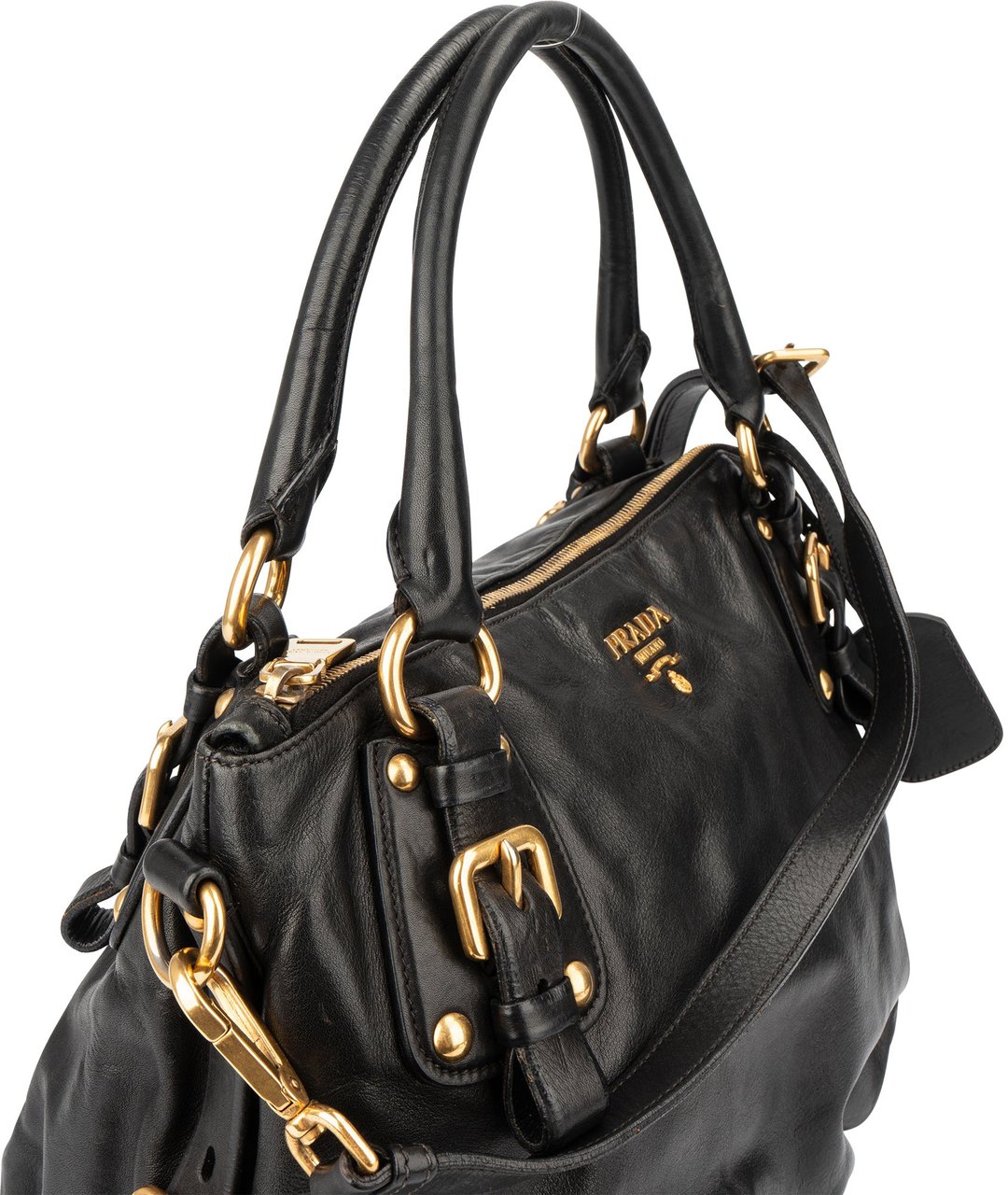 Prada Prada Classic Leather City Handbag Zwart