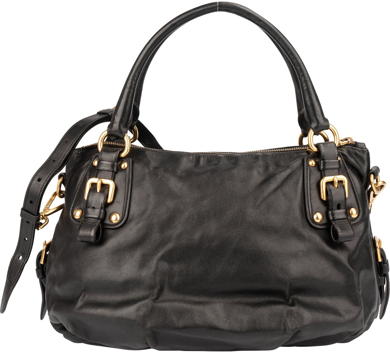 Prada Prada Classic Leather City Handbag Zwart