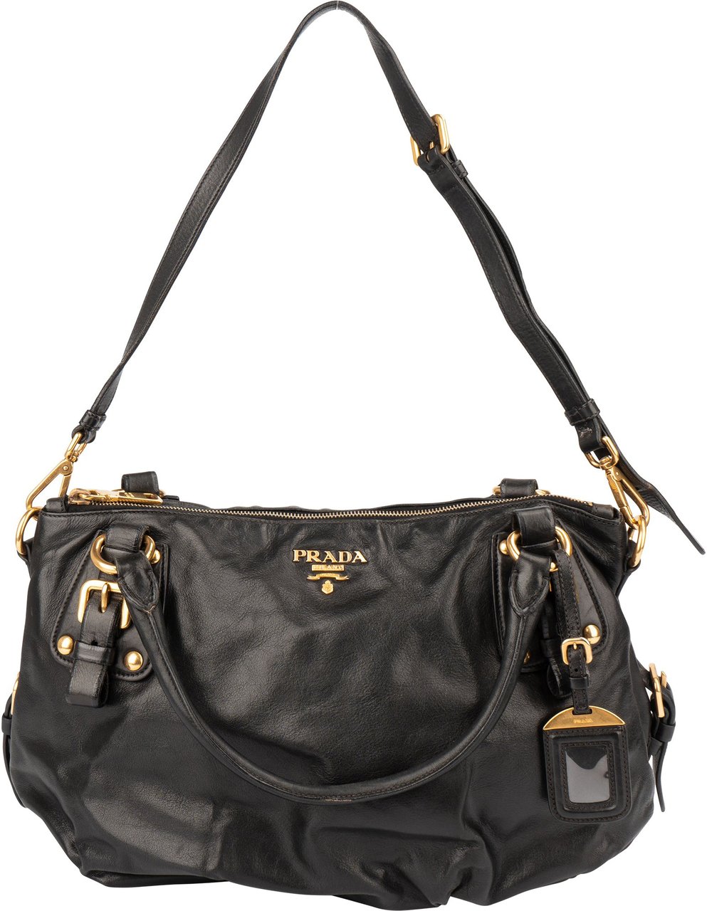 Prada Prada Classic Leather City Handbag Zwart
