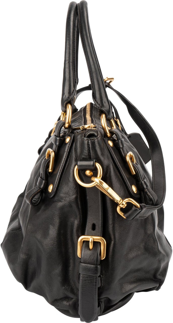Prada Prada Classic Leather City Handbag Zwart