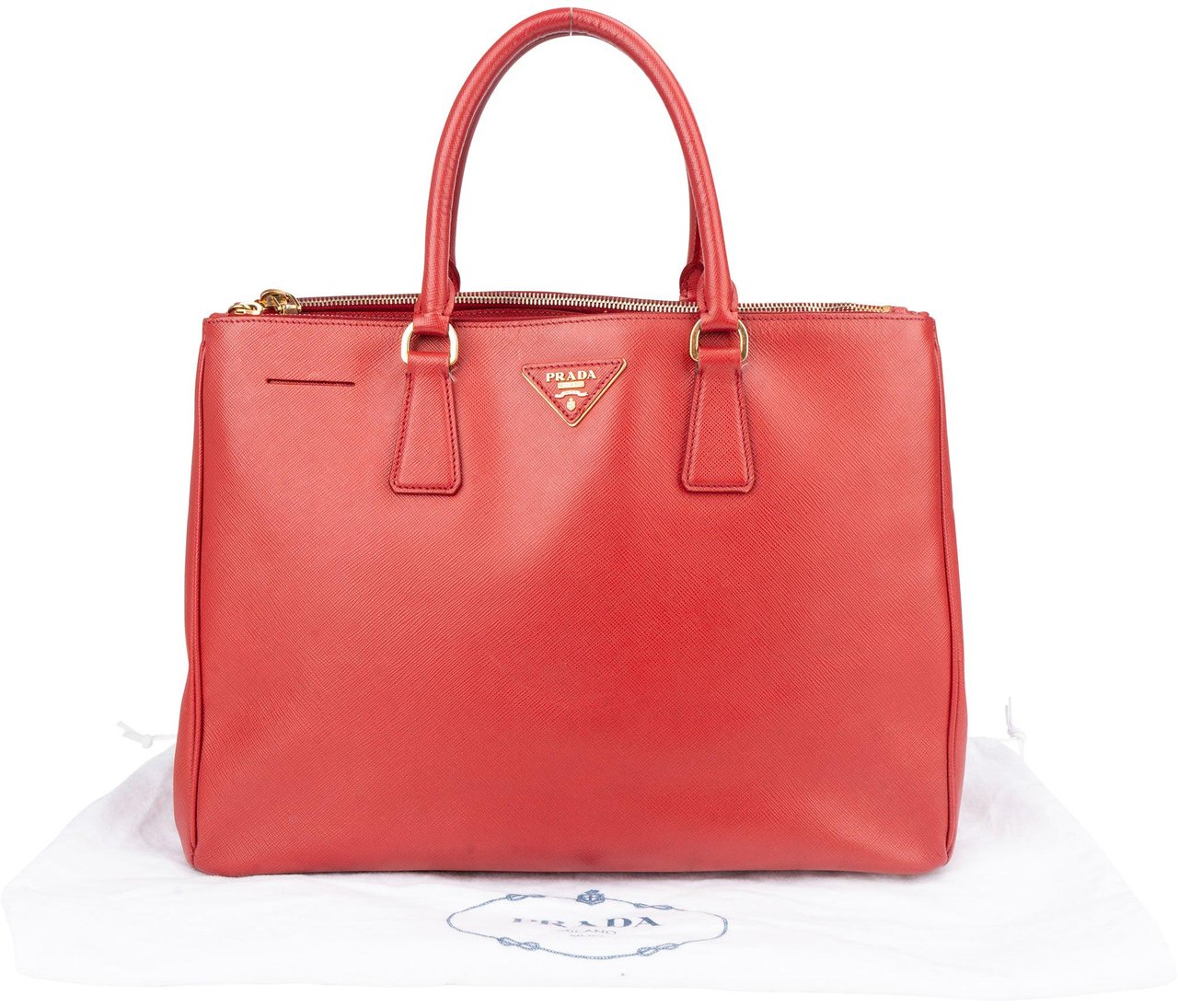 Prada Prada Red Saffiano Leather Galleria Handbag Rood