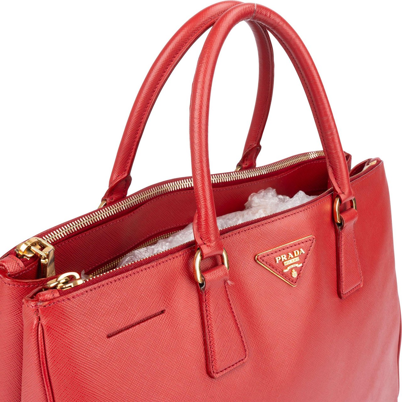 Prada Prada Red Saffiano Leather Galleria Handbag Rood