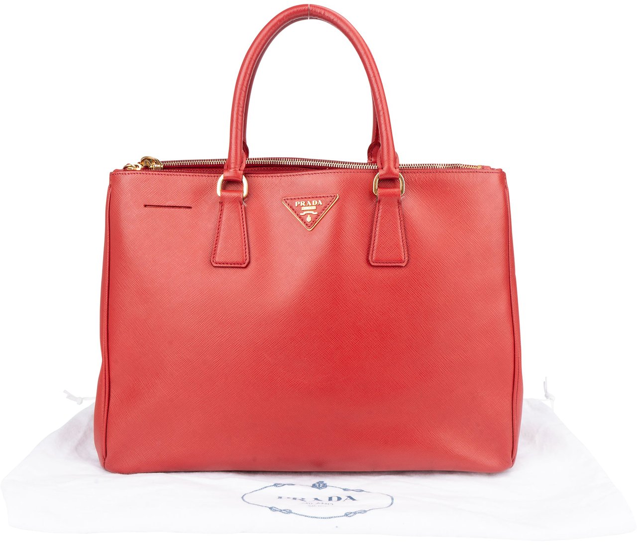 Prada Prada Red Saffiano Leather Galleria Handbag Rood