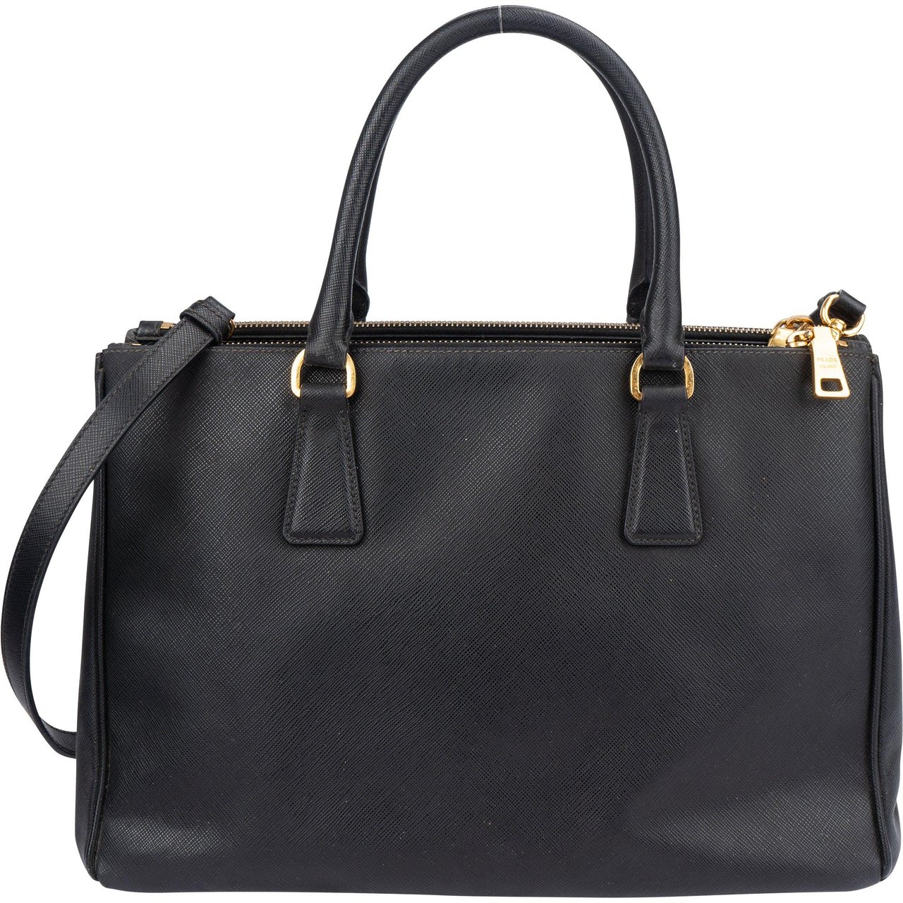 Prada Prada Black Saffiano Leather Galleria Handbag Zwart