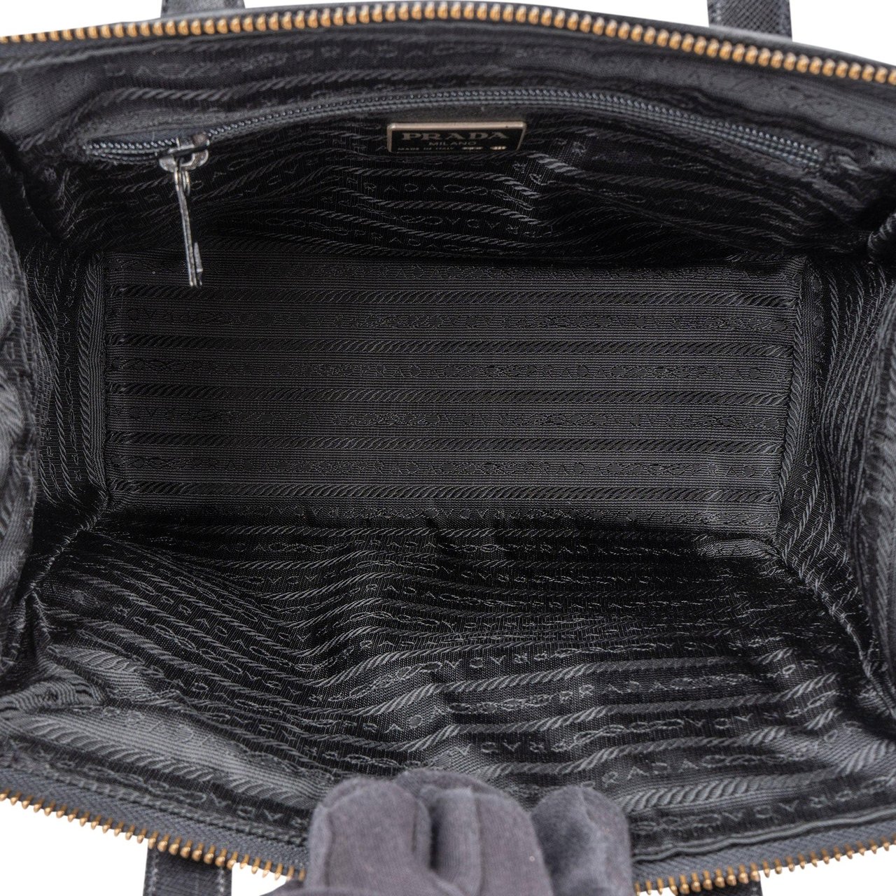 Prada Prada Black Saffiano Leather Handbag Zwart
