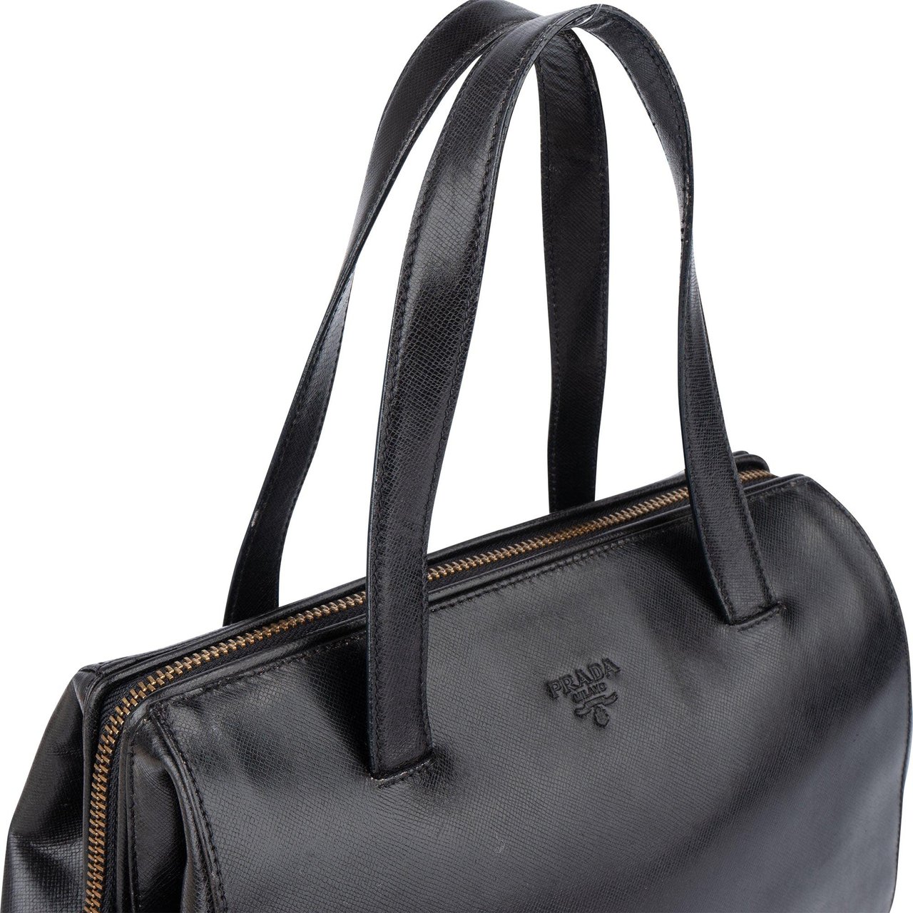Prada Prada Black Saffiano Leather Handbag Zwart