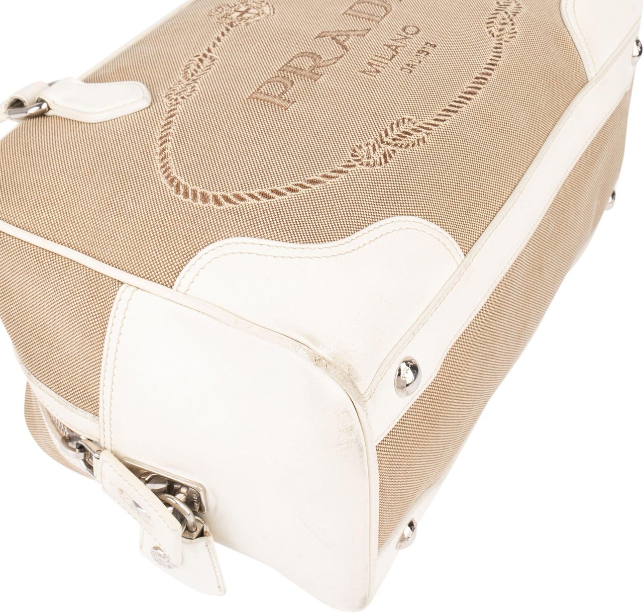 Prada Prada Jacquard Monogram Handbag Bruin