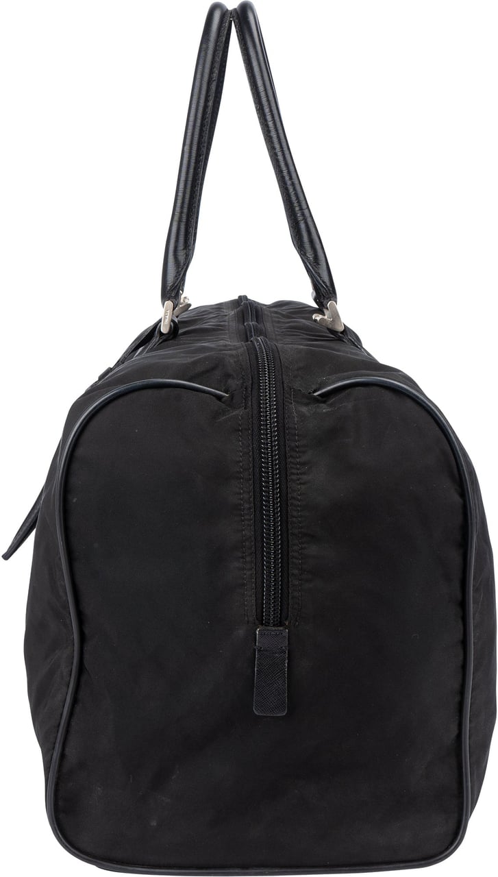 Prada Prada Black Nylon Triangle Duffle Bag 50 Zwart