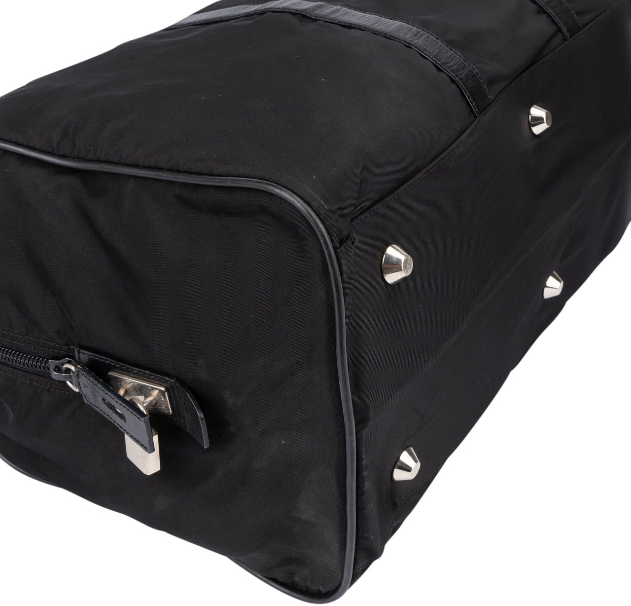Prada Prada Black Nylon Triangle Duffle Bag 50 Zwart
