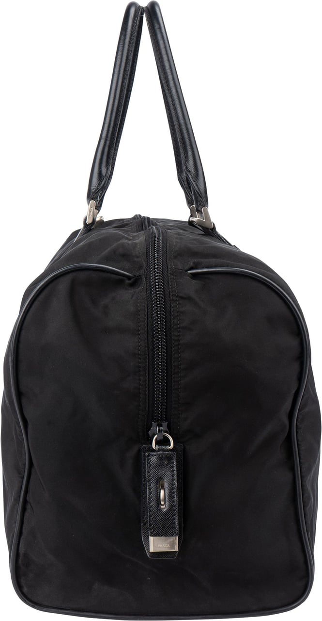 Prada Prada Black Nylon Triangle Duffle Bag 50 Zwart