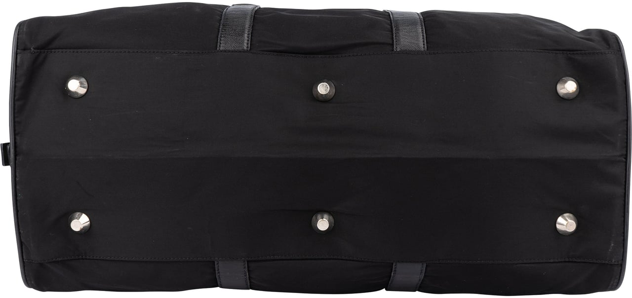Prada Prada Black Nylon Triangle Duffle Bag 50 Zwart