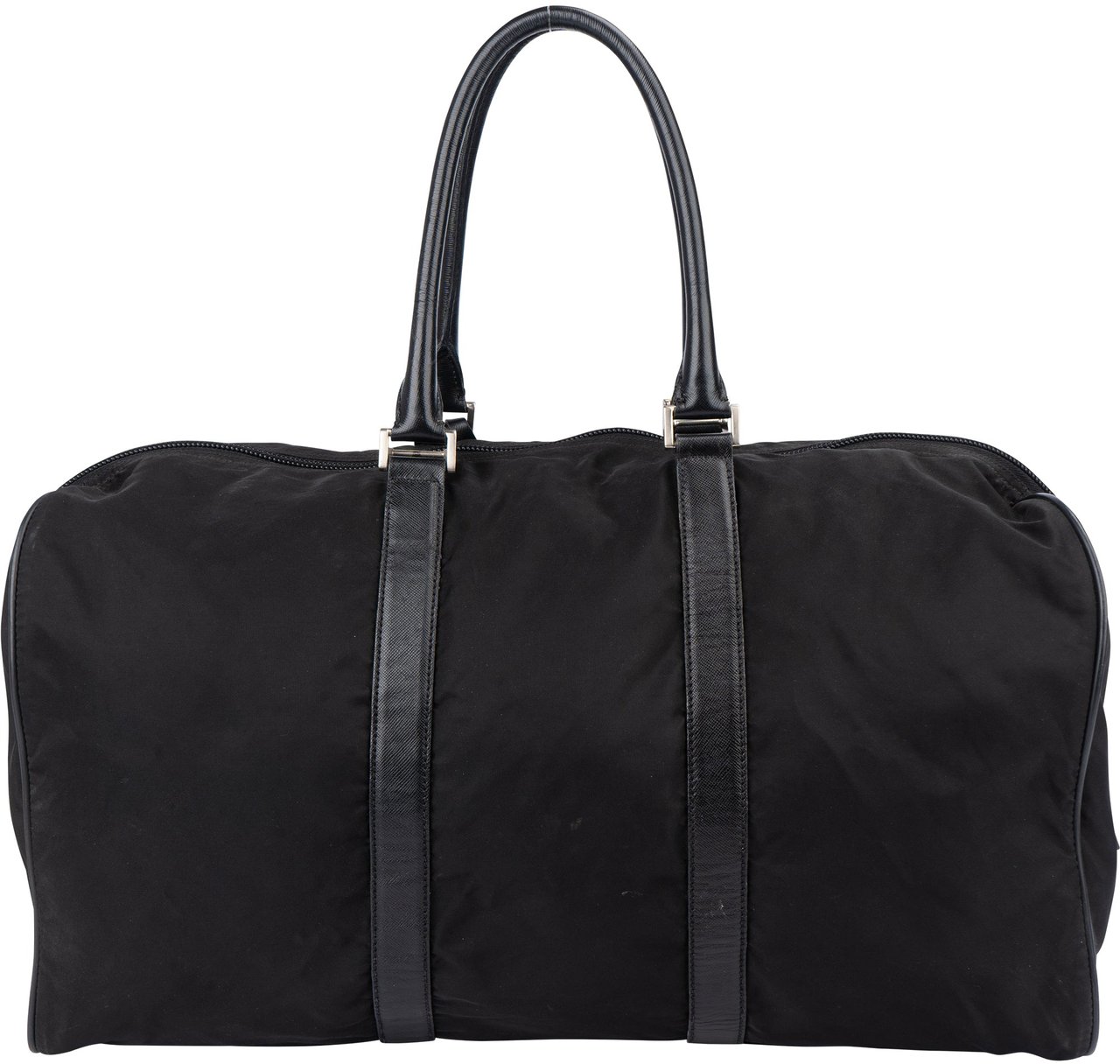 Prada Prada Black Nylon Triangle Duffle Bag 50 Zwart