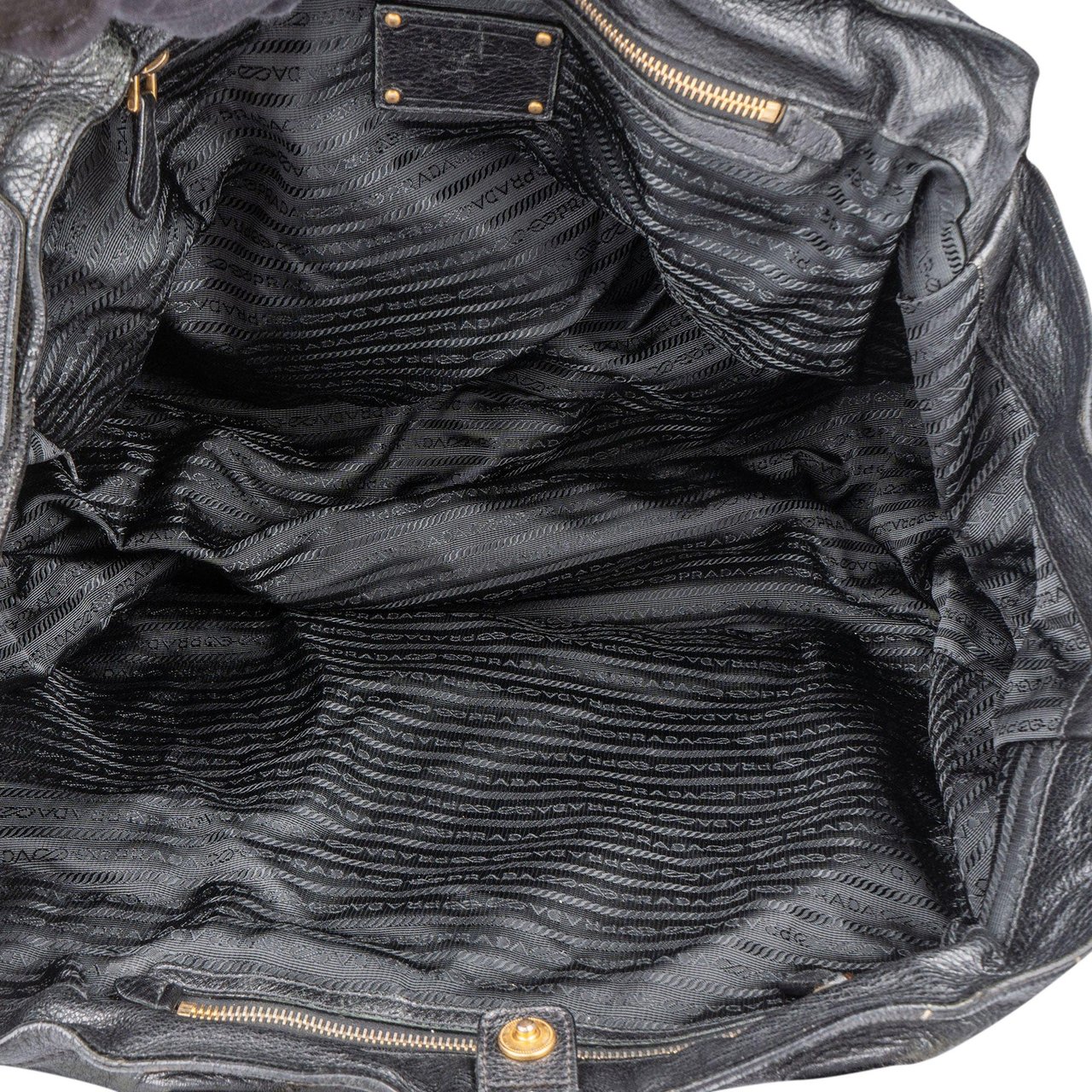 Prada Prada Black Deerskin City Handbag Zwart