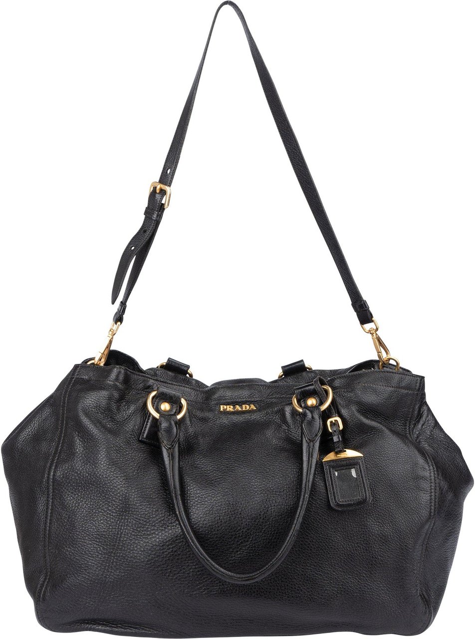 Prada Prada Black Deerskin City Handbag Zwart