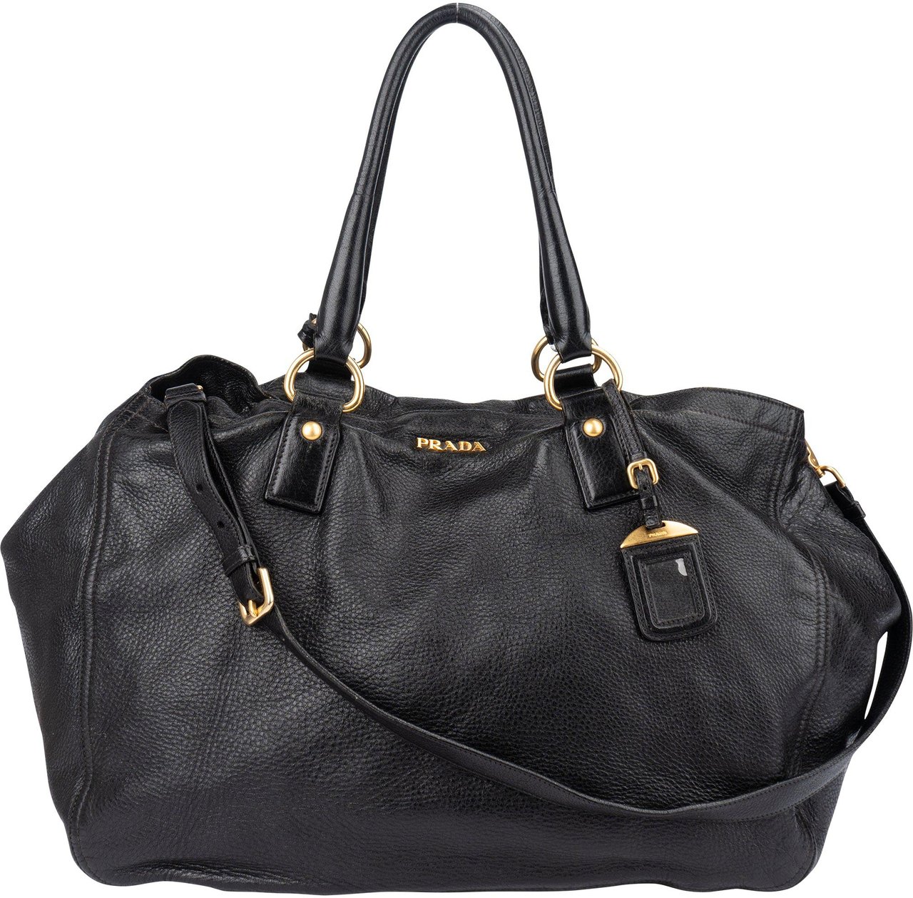 Prada Prada Black Deerskin City Handbag Zwart