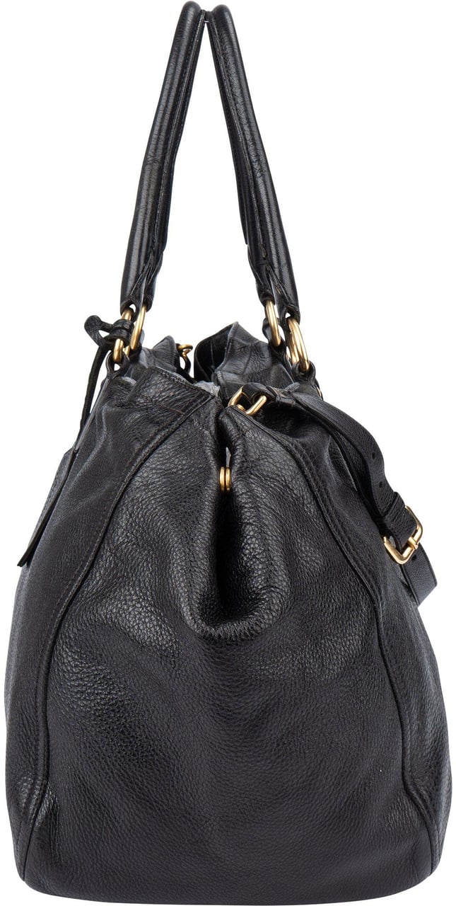 Prada Prada Black Deerskin City Handbag Zwart