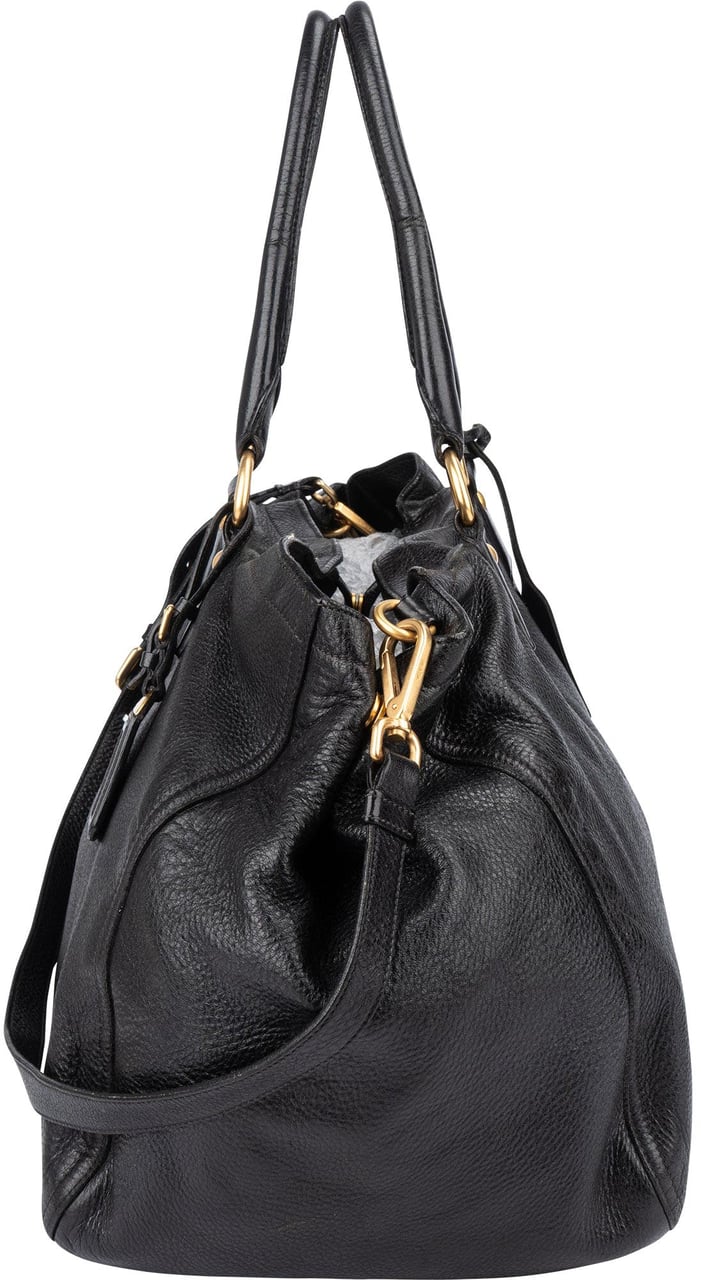 Prada Prada Black Deerskin City Handbag Zwart