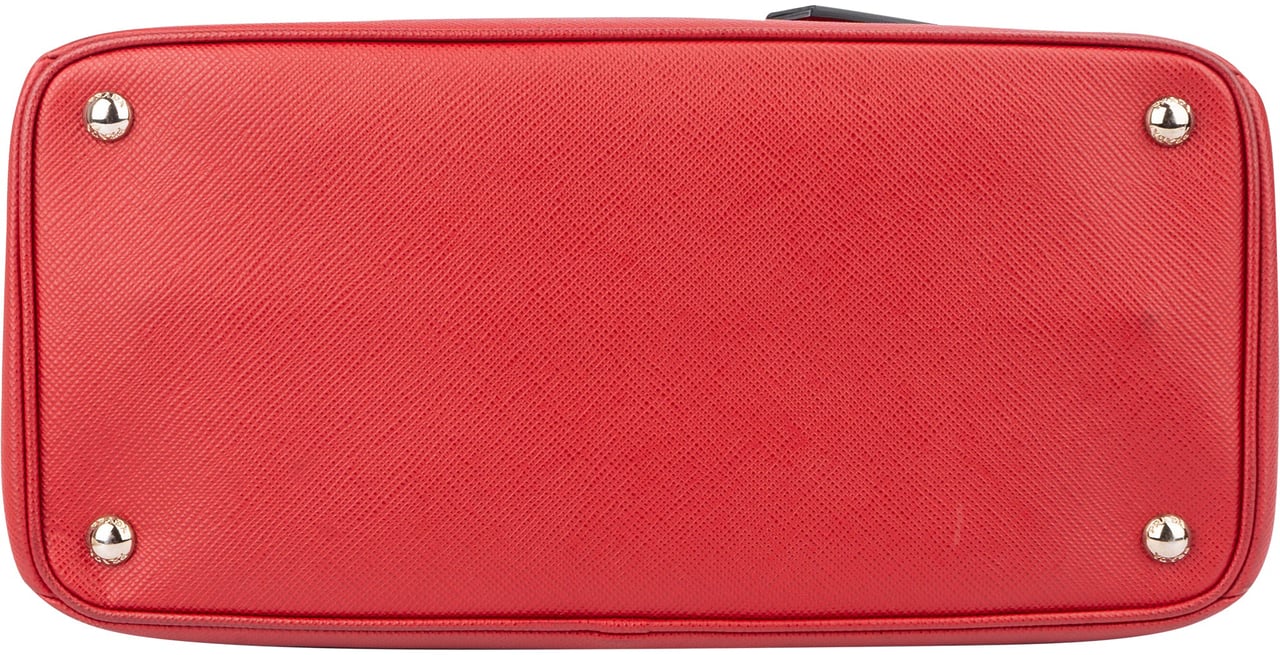 Prada Red Saffiano Leather Turnlock Double Handbag Rood
