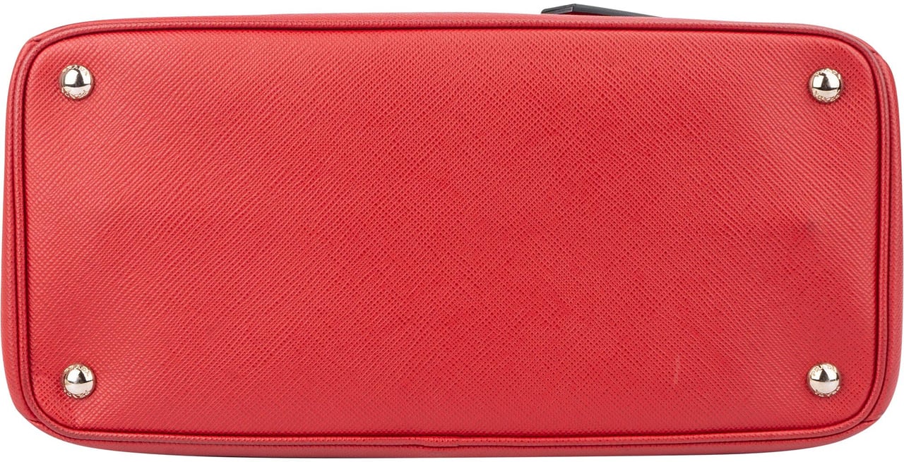 Prada Prada Red Saffiano Leather Turnlock Double Handbag Rood