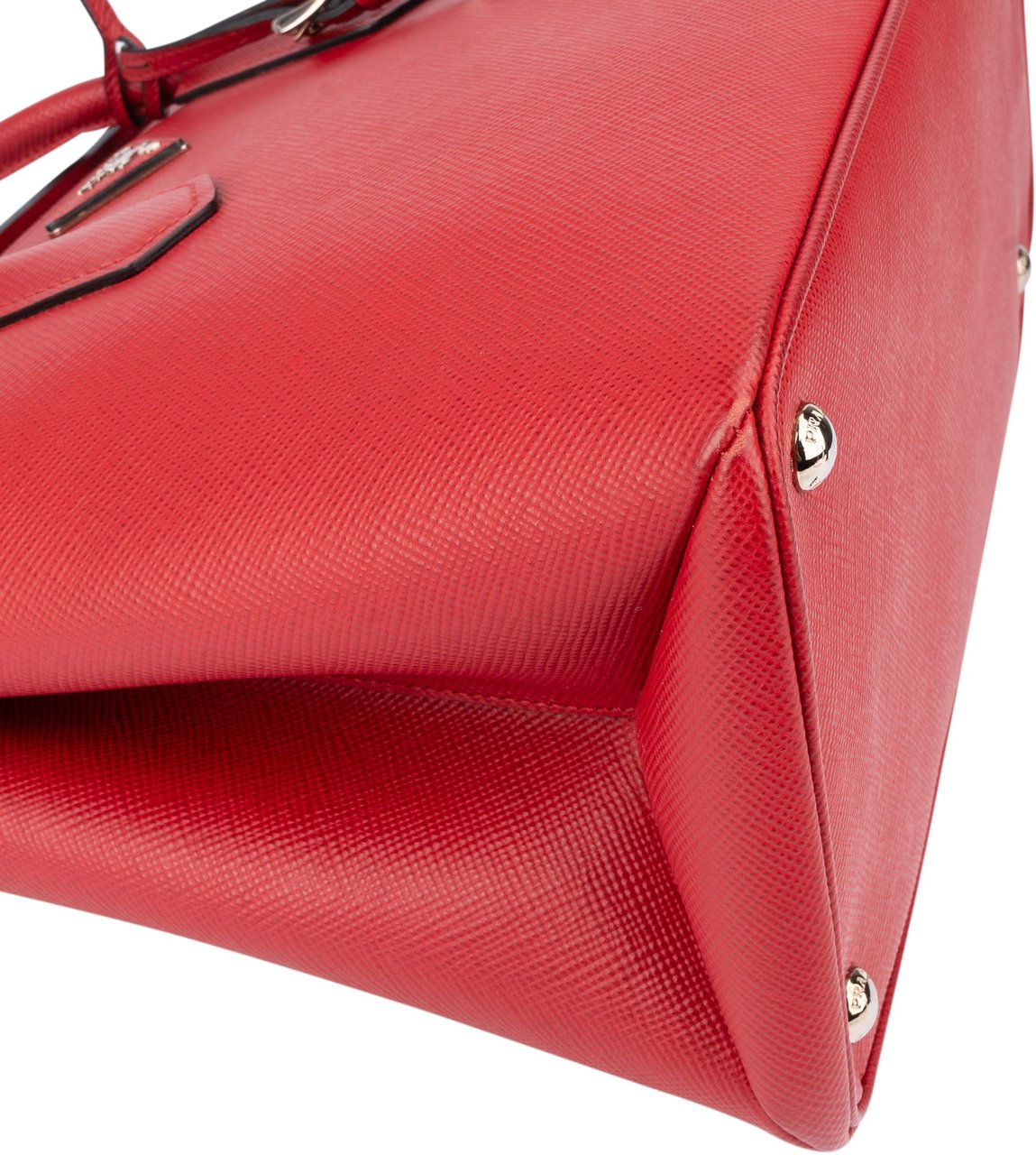 Prada Red Saffiano Leather Turnlock Double Handbag Rood