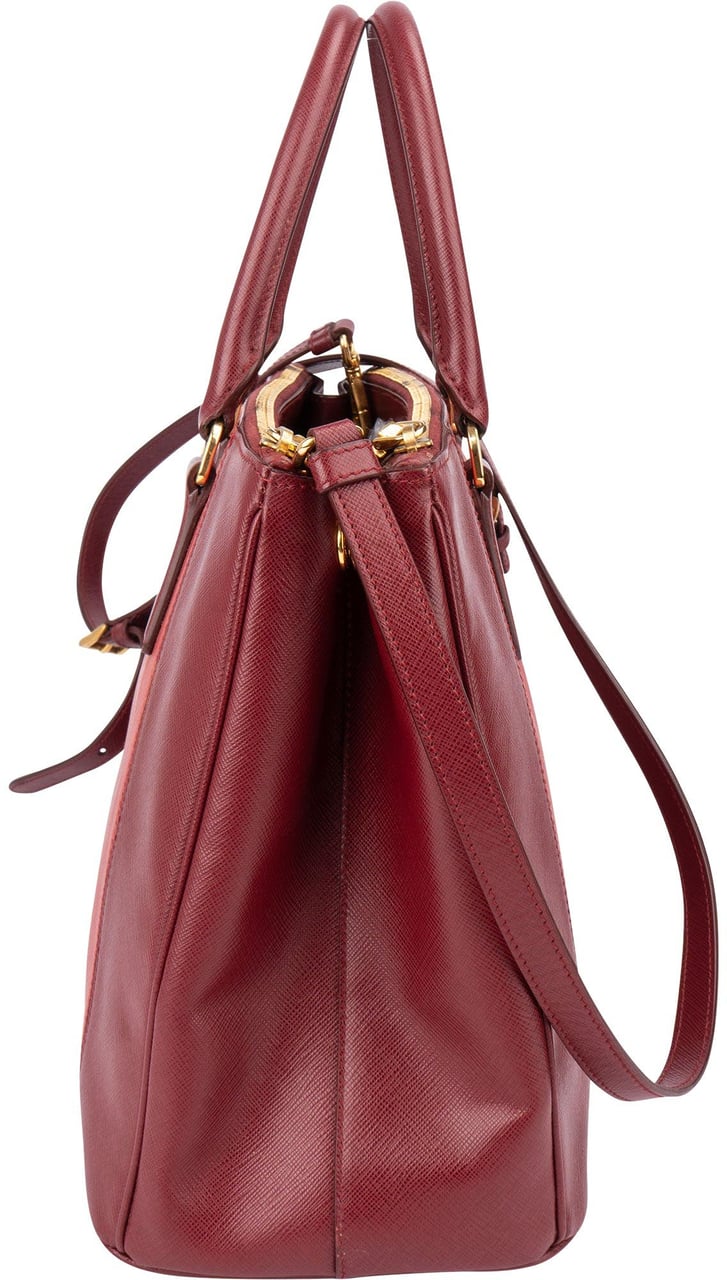 Prada Prada Bicolor Saffiano Leather Galleria Handbag Rood
