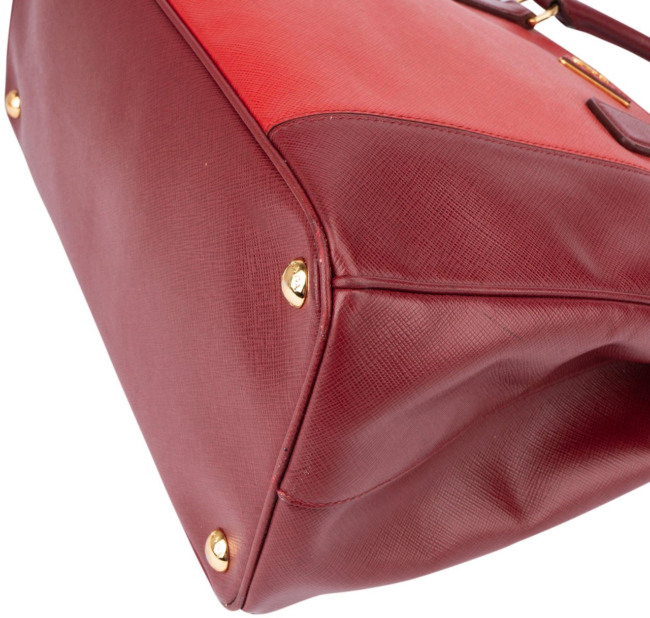 Prada Prada Bicolor Saffiano Leather Galleria Handbag Rood
