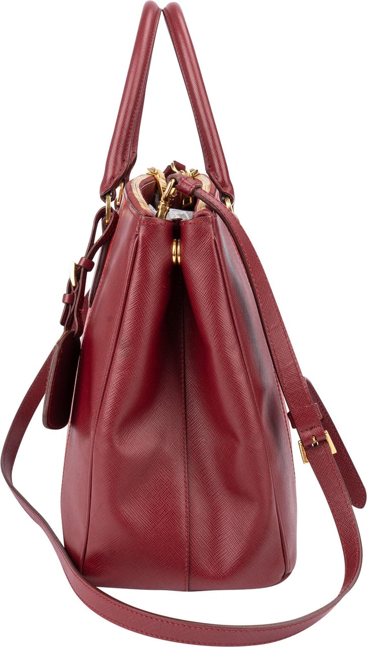 Prada Prada Bicolor Saffiano Leather Galleria Handbag Rood
