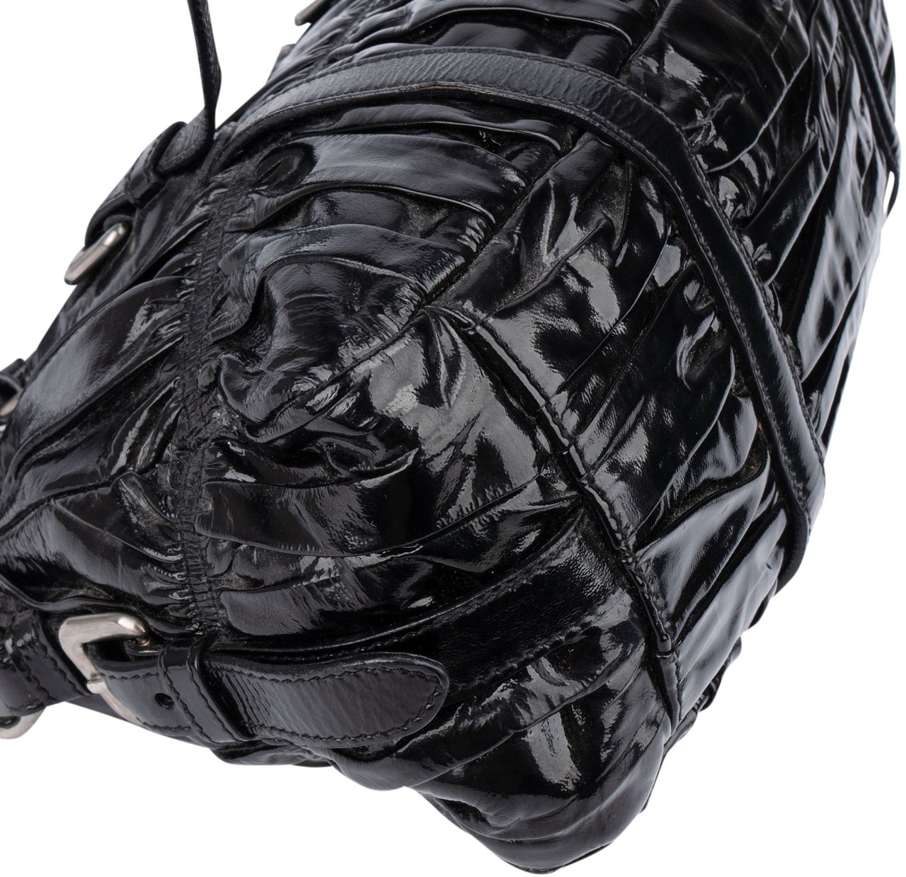 Prada Prada Quilted Patent Leather City Handbag Zwart