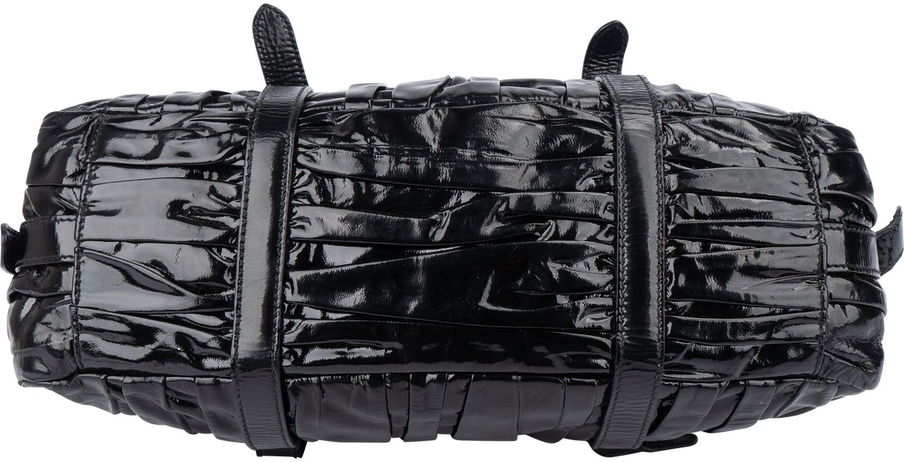 Prada Prada Quilted Patent Leather City Handbag Zwart