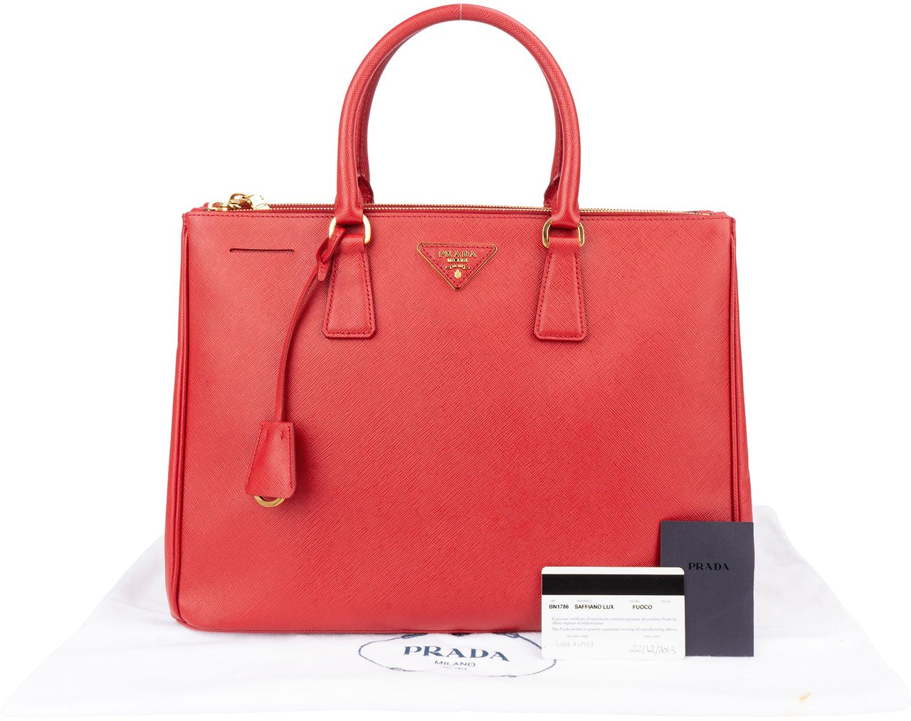 Prada Prada Red Saffiano Leather Galleria Handbag Rood