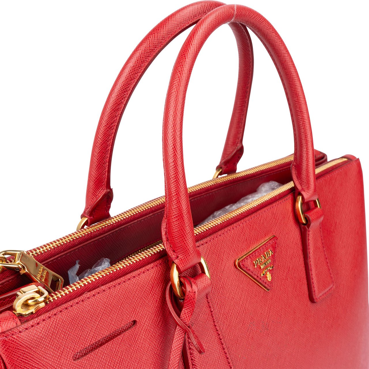 Prada Prada Red Saffiano Leather Galleria Handbag Rood