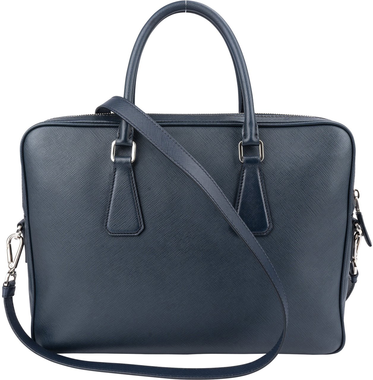 Prada Prada Blue Saffiano Leather Business Handbag Blauw