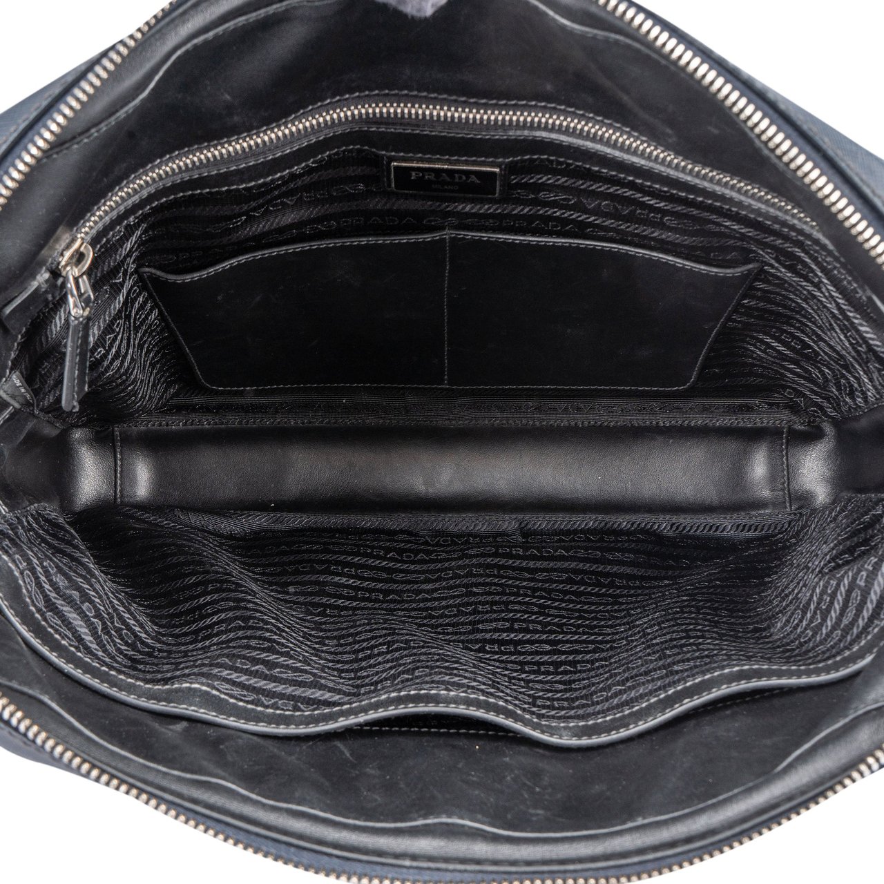 Prada Prada Blue Saffiano Leather Business Handbag Blauw