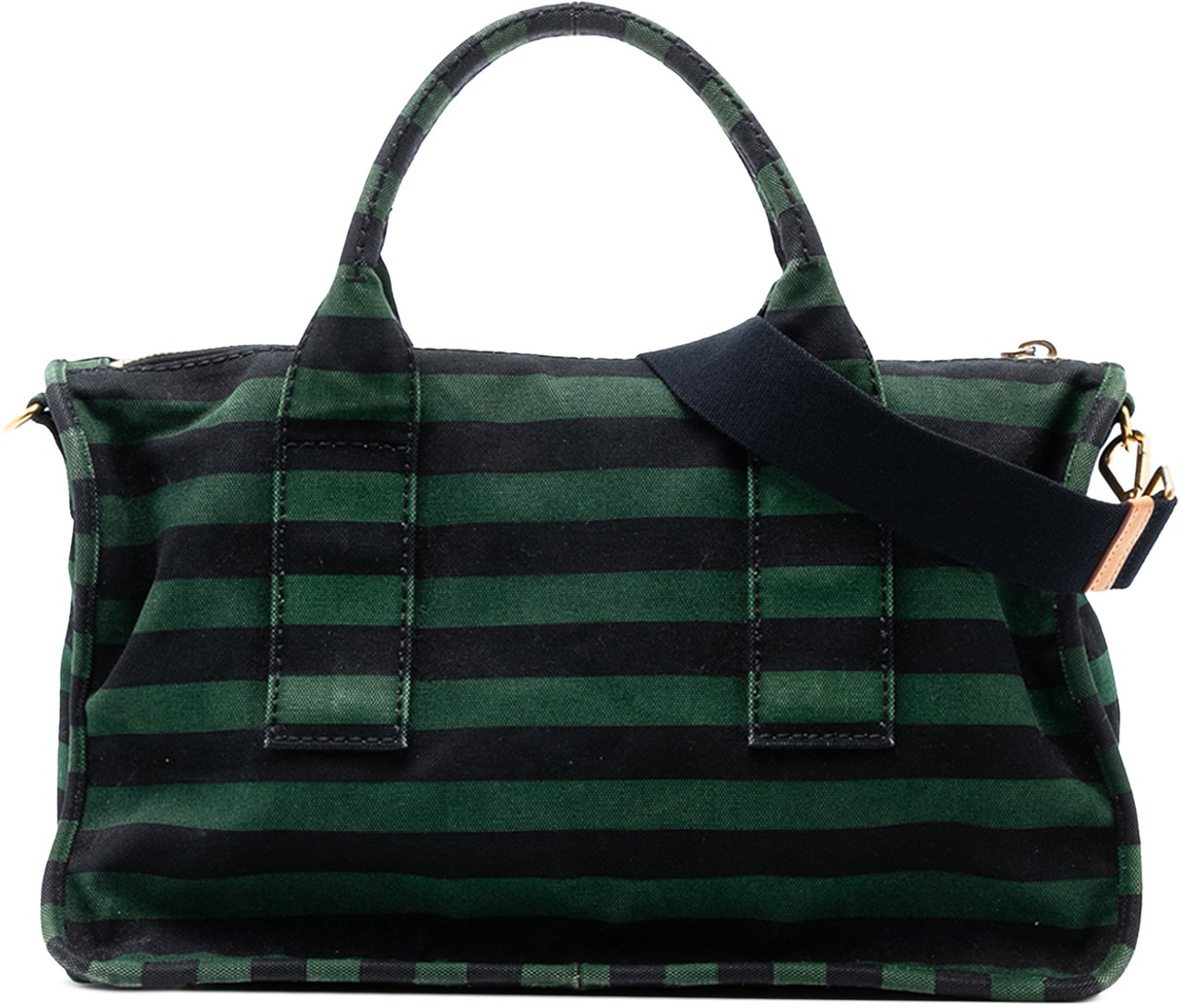 Prada Canvas Canapa Righe Striped Satchel Groen