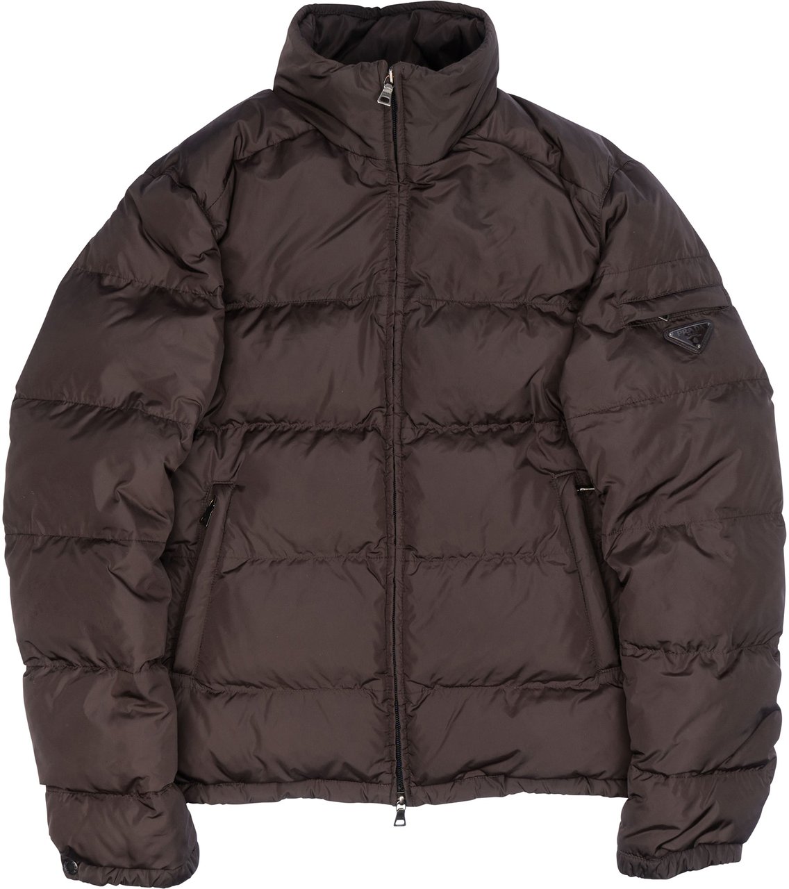 Prada Prada Brown Triangle Puffer Jacket (L) Divers