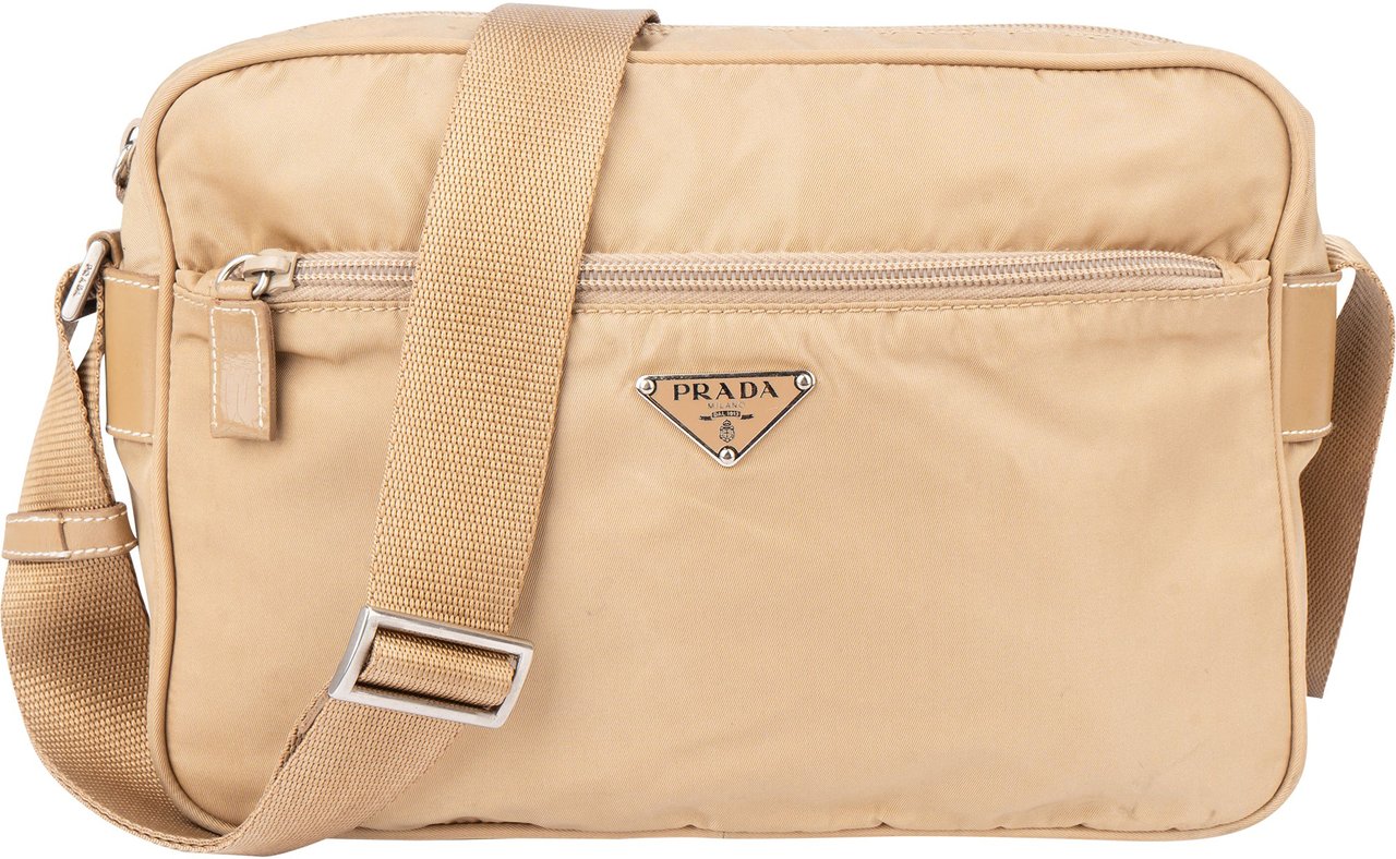Prada Prada Beige Nylon Triangle Crossbody Bag Beige