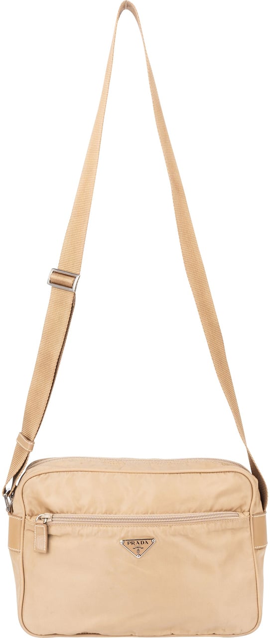 Prada Prada Beige Nylon Triangle Crossbody Bag Beige