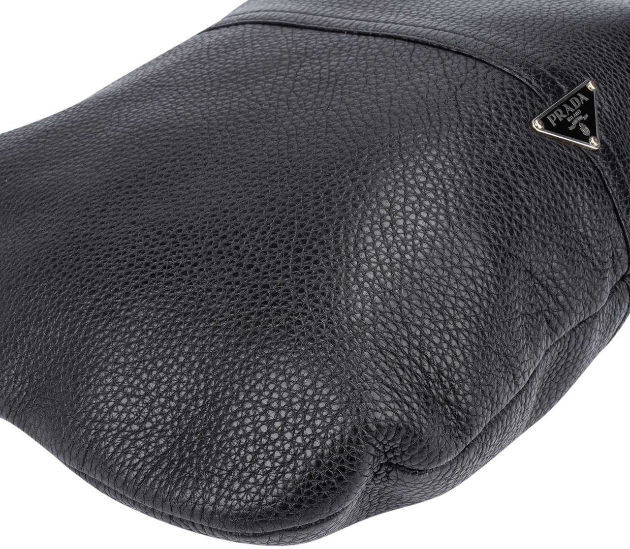 Prada Prada Calfskin Triangle Hobo Bag Zwart