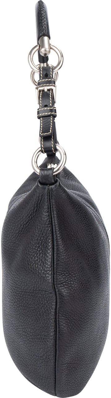 Prada Prada Calfskin Triangle Hobo Bag Zwart