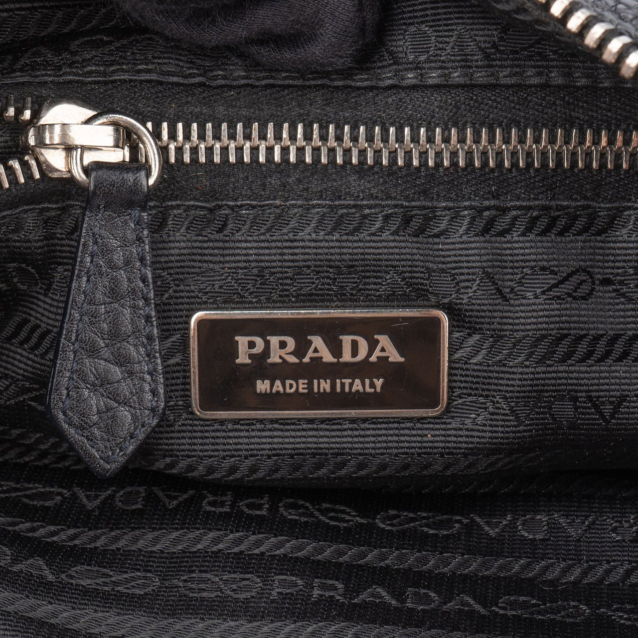Prada Prada Calfskin Triangle Hobo Bag Zwart