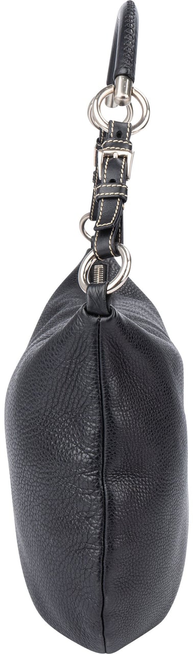 Prada Prada Calfskin Triangle Hobo Bag Zwart