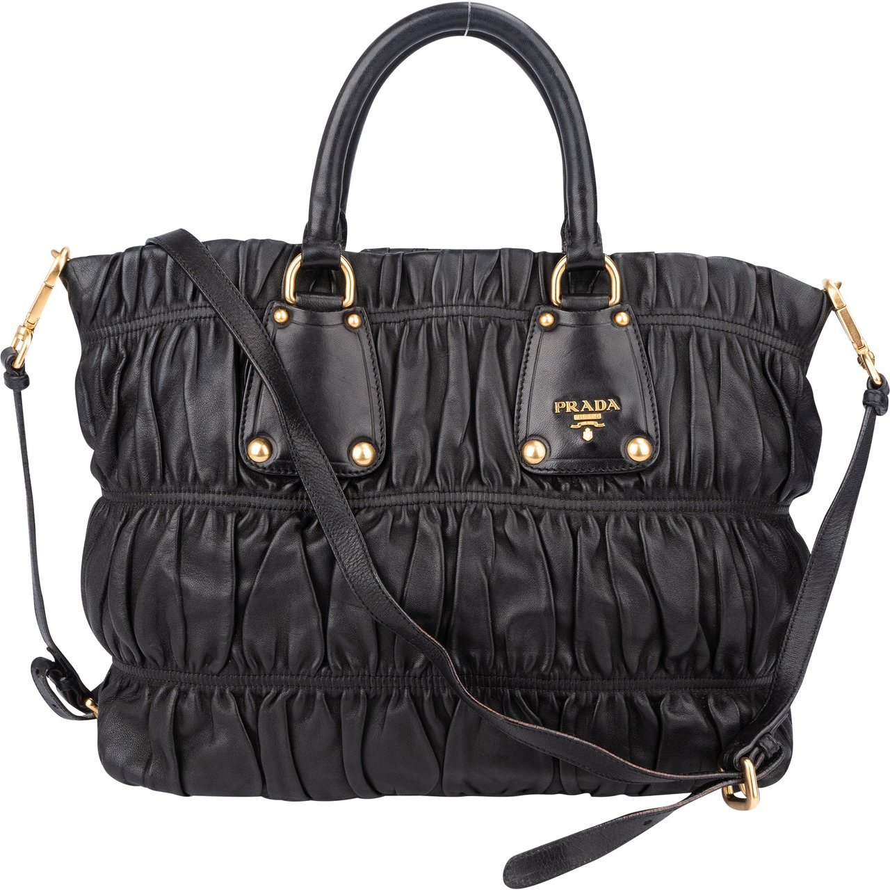 Prada Prada Quilted Leather City Handbag Zwart