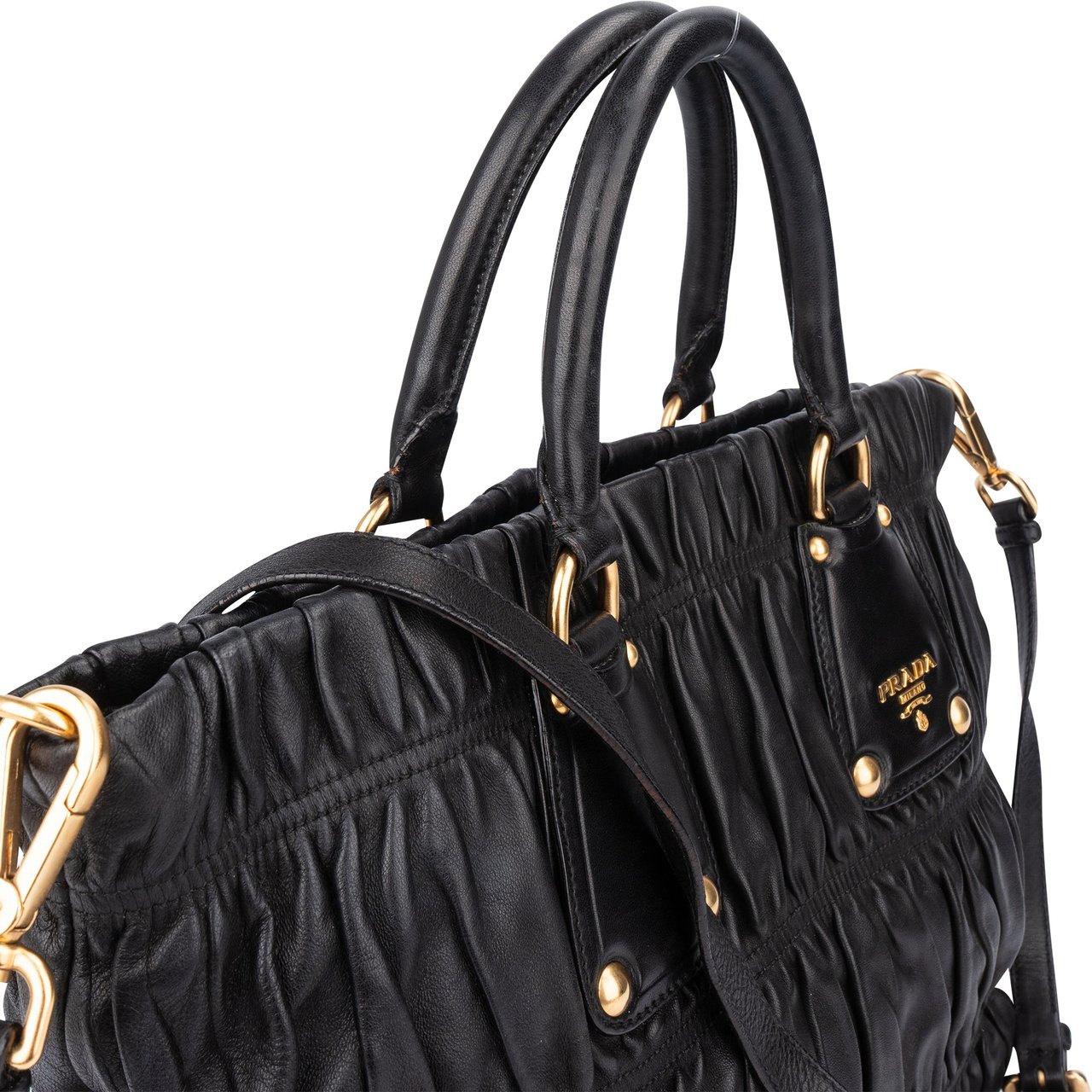 Prada Prada Quilted Leather City Handbag Zwart