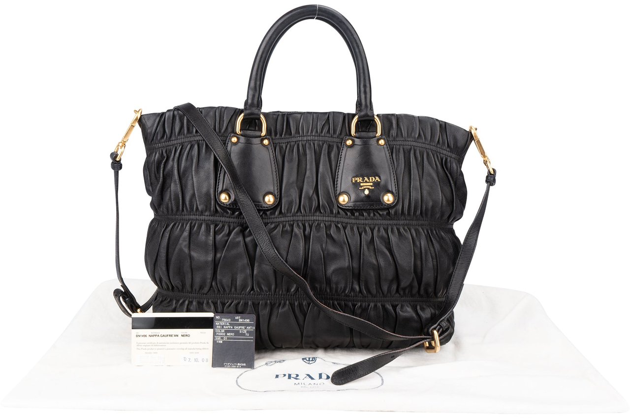 Prada Prada Quilted Leather City Handbag Zwart