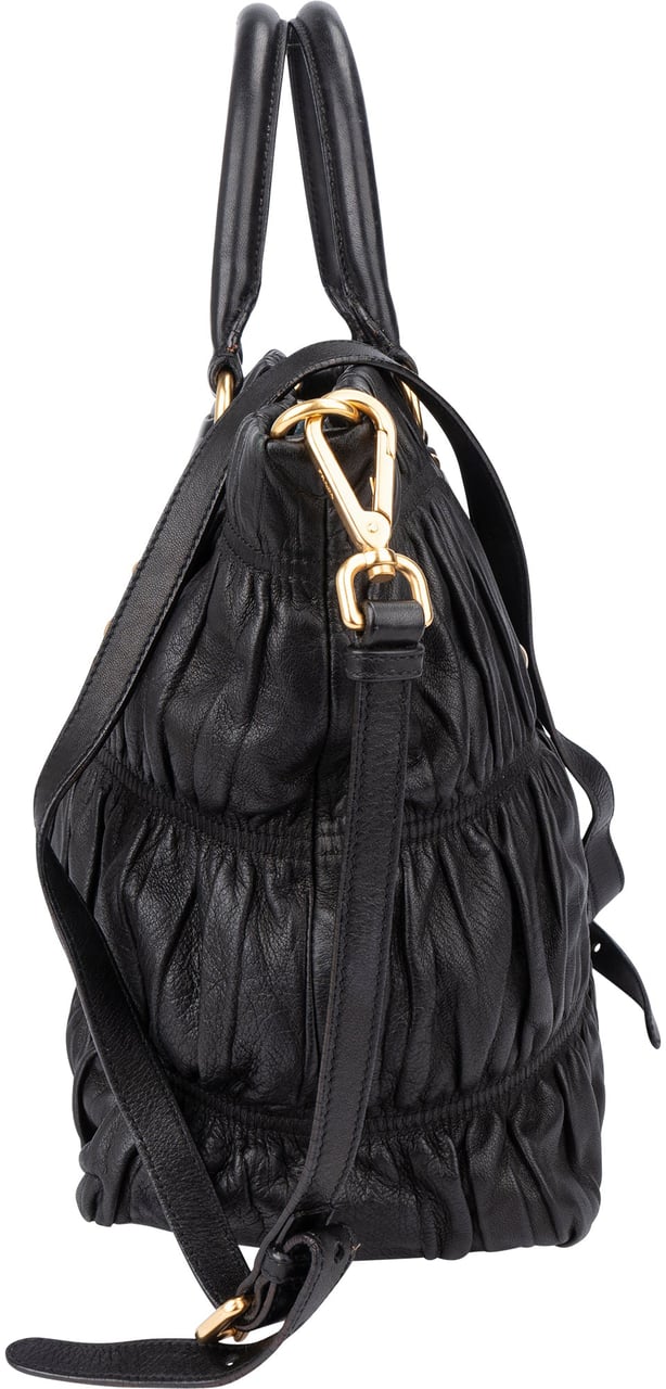 Prada Prada Quilted Leather City Handbag Zwart